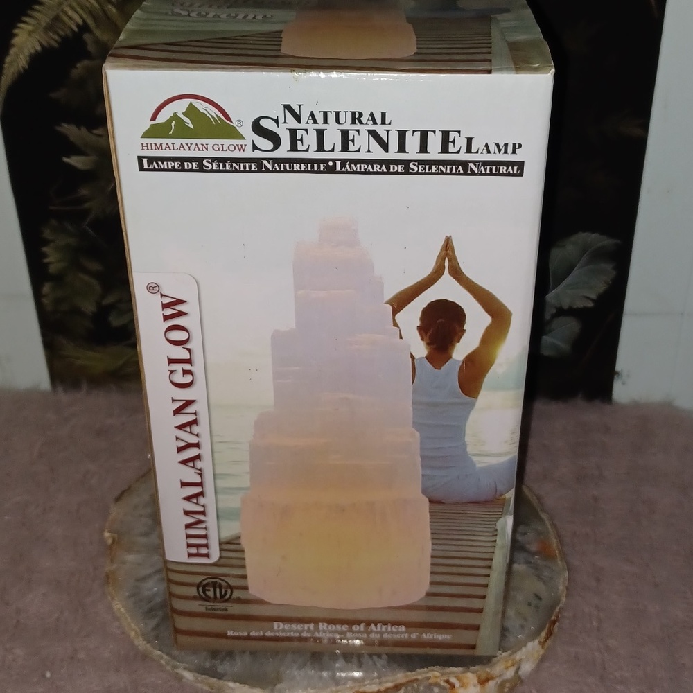 BNIB Natural Selenite Lamp Desert Rose of Africa By Himalayan Glow w/dimmer - Picture 10 of 11
